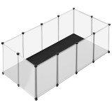 SONGMICS Tarc animale mici modular cu placi de baza si covoras impermeabil, 143x73x46 cm, transparent Household NewTrend