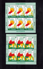 Romania 2012 Fauna Delta Dunarii 2 Minicoli 6 timbre 8,10 lei + 1,40 lei MNH foto