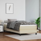 VidaXL Cadru de pat, crem, 90x200 cm, piele ecologică