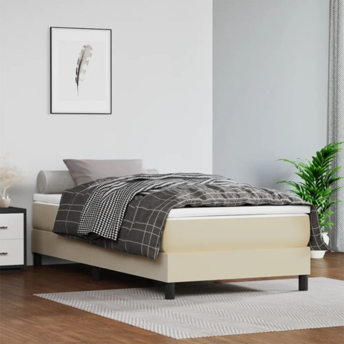 vidaXL Cadru de pat, crem, 90x200 cm, piele ecologică 3120678