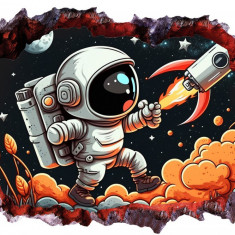 Sticker decorativ Astronaut, Negru, 90 cm, 8089ST-2
