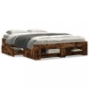 VidaXL Cadru de pat, stejar afumat, 135x190 cm, lemn prelucrat