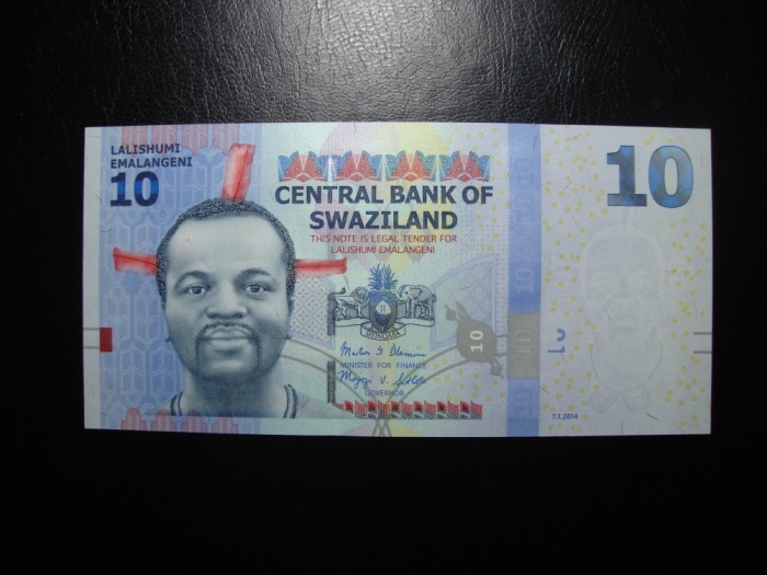 SWAZILAND 10 EMLANGENI 2014 UNC