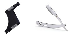Set profesional pieptene / sablon contur barba &amp; mustata + Brici profesional pentru barbierit si ras capilar, brici din otel inoxidabil, MyStyle PRO