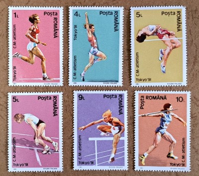 TIMBRE ROMANIA MNH LP1268/1991 -C.M. ATLETISM TOKYO- Serie simplă foto