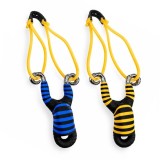 Cumpara ieftin Set doua praștii din aliaj cu benzi elastice DEPOX&reg;, m&acirc;ner ergonomic, 13 cm, galben/albastru