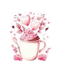 Sticker decorativ Ceasca de cafea, Roz, 66 cm, 6112ST foto
