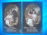 HOPCT 1682 CUPLU-ROMANTICA-FRANTA--LOT 2 CARTI POSTALE VECHI-CIRCULATE