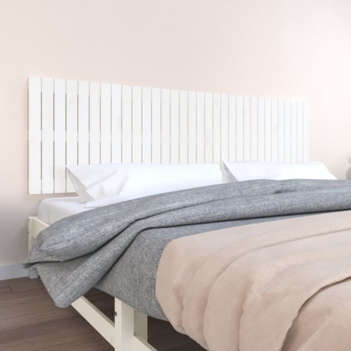 Gossi tablie de pat pentru perete, alb, 204x3x60 cm, lemn masiv pin