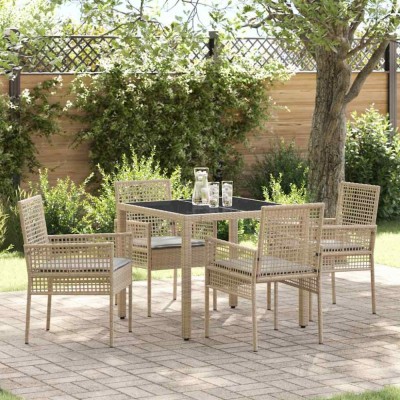 vidaXL Set de masă pentru grădină 5 pcs Bej Rattan poli 3334880 foto
