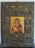Icoana pe lemn, Praznicarul Maicii Domnului din Vladimir și scene din viața sa, 38,3x27,7cm, Extem de Rara