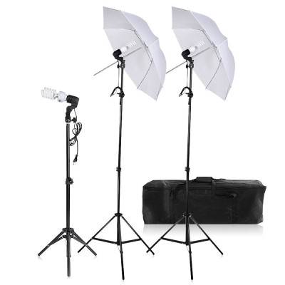 Set de iluminare studio 2 umbrele + trepiezi + accesorii Andoer foto