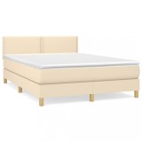Cumpara ieftin Pat box spring cu saltea, crem, 140x200 cm, textil