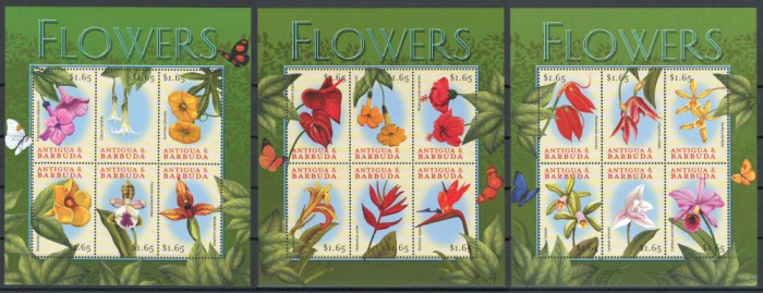 Antigua si Barbuda 2000 Mi 3155/60 + 3161/66 + 3167/72 MNH - Orhidee