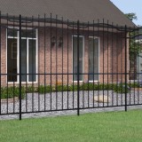 vidaXL Gard grădină cu v&acirc;rfuri negru 222 cm oțel vopsit electrostatic