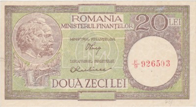 ROMANIA 20 lei 1947, 1948, 1950 Luca Rubicec Filigran RPR Rasturnat foto
