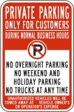 Private Parking Only For Customers Sign
