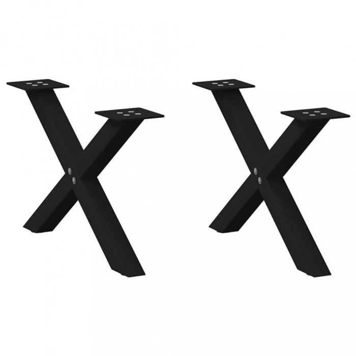 vidaXL Picioare pentru măsuță de cafea &icirc;n formă de X, 2 buc., negru, 60x(30-31) cm, oțel