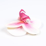 Agrafa de par orhidee alba cu detalii roz