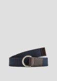 Curea barbati din panza cu catarama, inel dublu, Bleumarin inchis, 95 cm