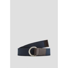 Curea barbati din panza cu catarama, inel dublu, Bleumarin inchis, 95 cm
