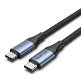 Cablu alimentare si date Vention, USB Type-C (T) la USB Type-C (T), 1m, 40 Gbps, 5A, TPE + braided, negru, &quot;TAVHF&quot; (timbru verde 0.08 lei) -6922794769
