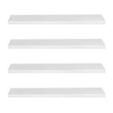 Set 4 rafturi supendate de perete, MDF cu suport metalic ingropat, 40x15 cm, alb Household NewTrend