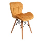 Scaun bucatarie / living fix GC-37, lemn + textil, galben mustar
