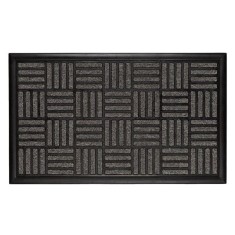Covoras usa intrare, model in relief, din cauciuc si mocheta, 75x45 cm, negru cu gri, ConceptSeller foto