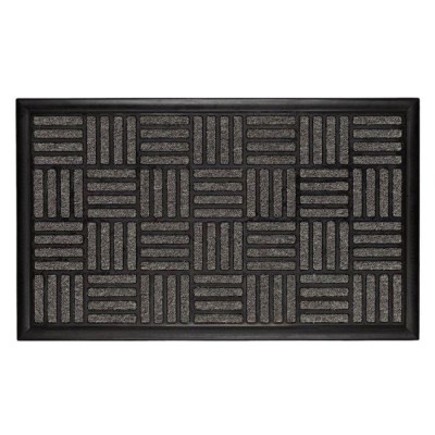 Covoras usa intrare, model in relief, din cauciuc si mocheta, 75x45 cm, negru cu gri, ConceptSeller foto