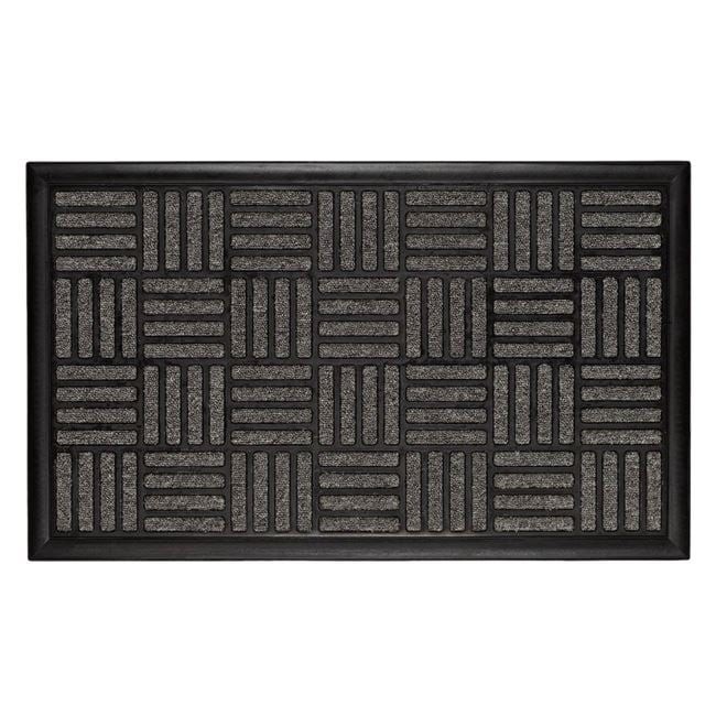 Covoras usa intrare, model in relief, din cauciuc si mocheta, 75x45 cm, negru cu gri, ConceptSeller