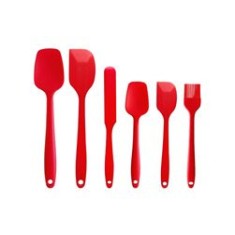 Set 6 ustensile de bucătărie, silicon, rezistente la caldură, roșu