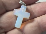 Pandantiv cruciulita vintage argint cu opal