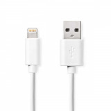 Cablu incarcator/date Apple Lightning 8-Pini - USB-A tata 1m 2.4A alb Nedis