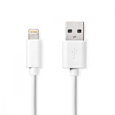 Cablu incarcator/date Apple Lightning 8-Pini - USB-A tata 1m 2.4A alb Nedis foto