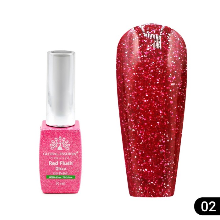 Ojă semipermanentă Red Flush Disco 8 ml, 02