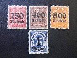 GERMANIA &ndash; HIPERINFLAȚIE &ndash; SET 4 DIENSTMARKE (250k &bull; 400k &bull; 800k &bull; 1 Million) &ndash; MNH-FD1