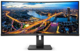 Monitor LCD VA LED Philips 34inch 345B1C/00, WQHD (3440 x 1440), HDMI, DisplayPort, Boxe, Ecran curbat, 100 Hz (Negru)
