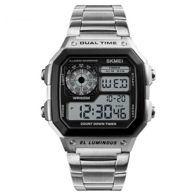 Ceas de mana barbatesc Casual Digital Alarma Cronograf Otel inoxidabil foto