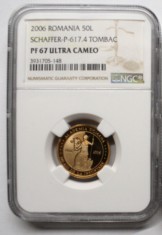 PROBA ACADEMIA 50 LEI 2006 PF67 ULTRA CAMEO . TOMBAC . foto
