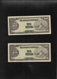 Filipine Philippines 2 x 10 pesos Ocupatie japoneza unc consecutive, Asia