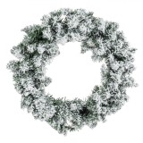 Coroniță Decorativă Crăciun, 120 Crenguțe, 60 cm, Verde, Zăpadă Artificială, Oem