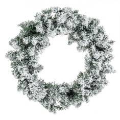 Coroniță Decorativă Crăciun, 120 Crenguțe, 60 cm, Verde, Zăpadă Artificială