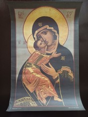 NI388 Maica Domnului cu pruncul, litografie, icoană catolică