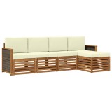 vidaXL Set de canapele de exterior cu pernă 5 pcs Natural și Crem 3384226