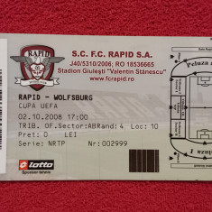 Bilet meci fotbal RAPID BUCURESTI - WOLFSBURG (UEFA CUP 02.10.2008)