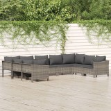 Cumpara ieftin Set mobilier de grădină cu perne, 9 piese, gri, poliratan