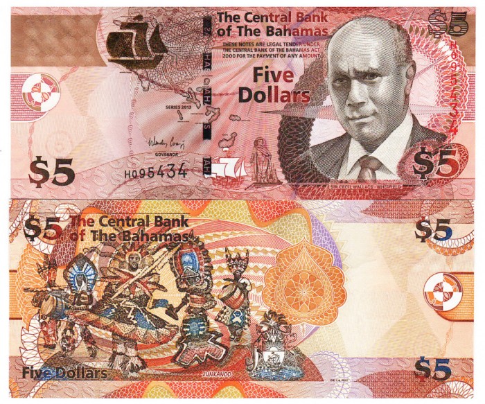 Bahamas 5 Dolari 2013 P-72 UNC