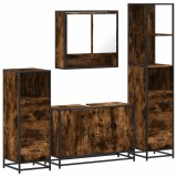 Cumpara ieftin Set de mobilier de baie 4 piese Lemn prelucrat de stejar afumat
