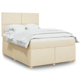 VidaXL Pat continental cu saltea, crem, 140x200 cm, material textil 3293601